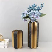 Vasos em metal com acabamento em couro - 02 Tamanhos