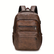 Mochila de Couro Masculina Morada MR15 - Resistente à Água, com USB e Antifurto