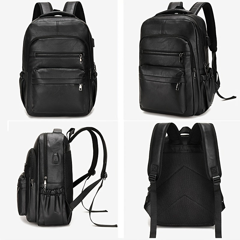 Mochila de Couro Masculina Morada MR15 - Resistente à Água, com USB e Antifurto