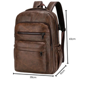 Mochila de Couro Masculina Morada MR15 - Resistente à Água, com USB e Antifurto