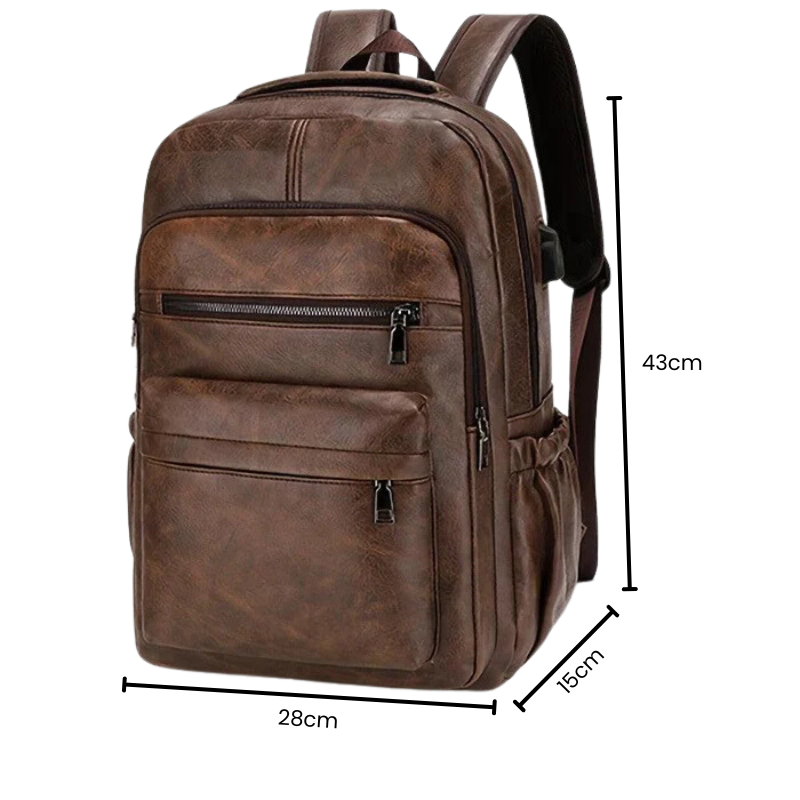 Mochila de Couro Masculina Morada MR15 - Resistente à Água, com USB e Antifurto
