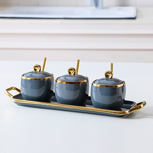 Kit 4pcs Porta Condimentos Deluxe - em porcelana